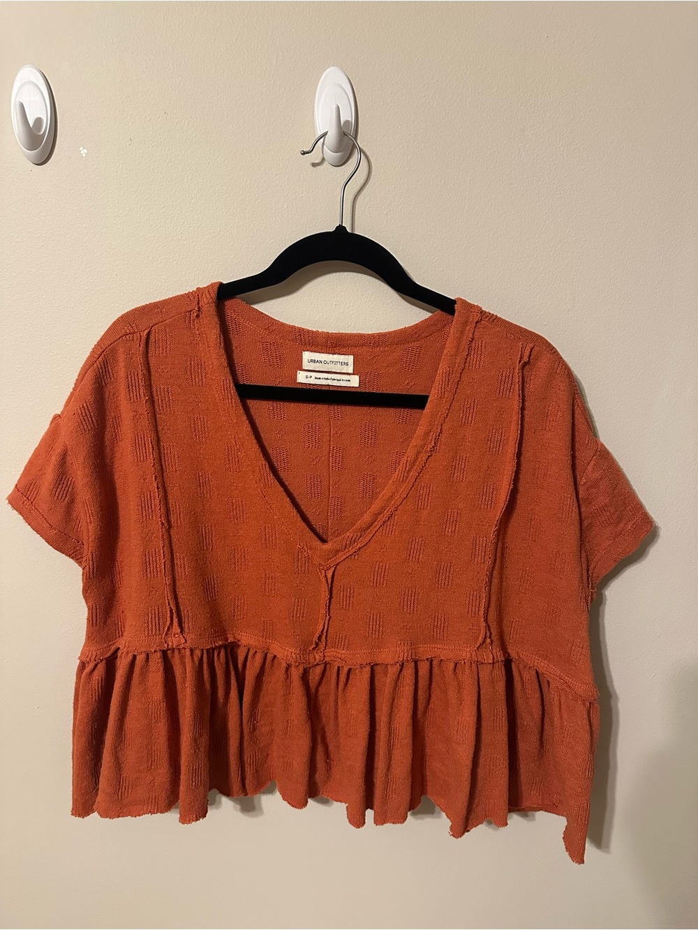 Urban Outfitters Rust Peplum Cropped V-Neck Crop Top